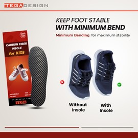 Kids' Carbon Fiber Insoles for Idiopathic Toe Walking - 1 Pair - Rigid Shoe Inserts to Correct Tiptoe Walking - Toddlers and Big Kids Insert (Toddler 9)
