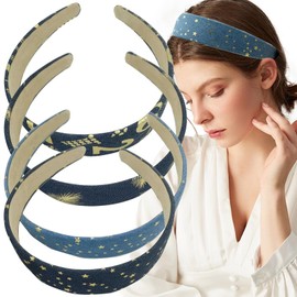 Jaczora 4 PCS Fashion Headbands for Women Girls Vintage Wide Headband Non Slip Hairbands Soft Fabric Hair Band Hair Accessories for Women Girls