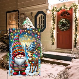BlissYard Christmas Garden Flag 12x18 Double Sided Vertical Flag Reindeer Gnome Garden Flag Christmas Farmhouse Outdoor Decorative Flag Xmas Holiday Winter Patio Garden Lawn Banner