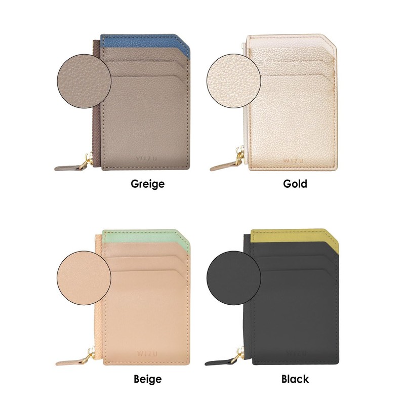 wizu Card Folder, MagSafe Compatible, Zippered Card Holder, Wallet, Leather,