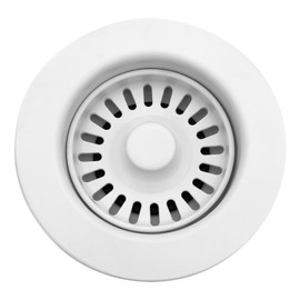 TGEOND White Kitchen Sink Drain Assembly, 3-1/2 inch Polymer Kitchen Drain Strainer Kit with Removable Basket Strainers Stopper Matching for Granite/Fireclay Sinks