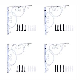 Shelf Bracket, Heavy Duty, 4 Pieces L-Angle Shelf, Shelf Bracket Triangle, Shelf Bracket, Metal White, Shelf Bracket Wall 20 cm, Shelf Brackets Metal with Screws, Shelf Console Triangle for Home,