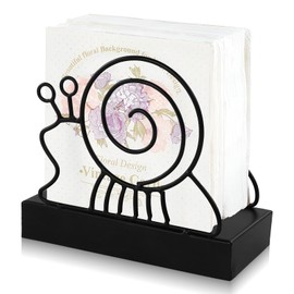 OT-NVWOZR Metal Napkin Holder, Black Napkin Dispenser with Stainless Steel Base, Snail Shape Kitchen Accessories, Napkin Stand for Tables, Cafés, Kitchens, Restaurants (1)