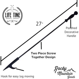 Rocky Mountain Goods Fire Poker and Tongs - Heavy Duty Pack of Long Fireplace Poker and Log Grabber Tongs - Outdoor/Indoor Reinforced Wrought Iron for Fireplace and Firepit