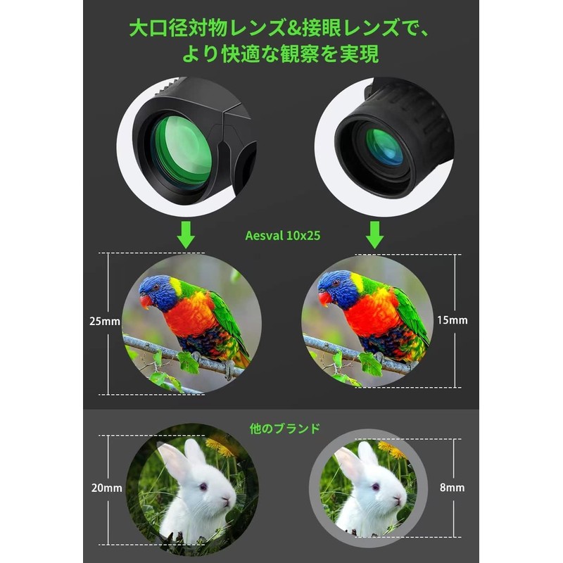 Aesval Binoculars for Live Use, Concert, 10x, 10x Telescope, Compatible