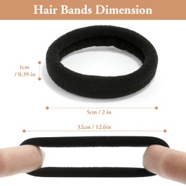 [100 PCS]Large Black Hair Ties,Thick Seamless Cotton Hair Bands for Women and Girls, Elastic Ponytail Holders, No Damage Hair Elastics (2 Inch Diameter) for Thick Heavy Curly Hair by Ayogost
