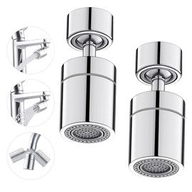 2Pcs Tap Adapter for Kitchen Sink, 360°Swivel Faucet Extender Aerator, Water Saver Dual Mode Universal Tap Attachment Extension for Kitchen Sink(Silver)