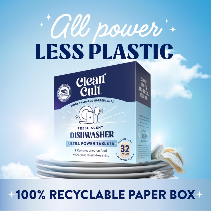 Cleancult Ultra Power Dishwasher Detergent Pods for Sparkling Streak-Free Shine,