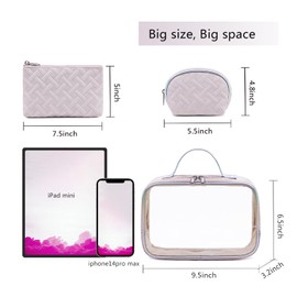 Reise Kosmetiktasche Set Kulturbeutel Damen klein 3 Stück Kosmetiktasche Durchsichtig Organizer (Quilt Schwarz A)