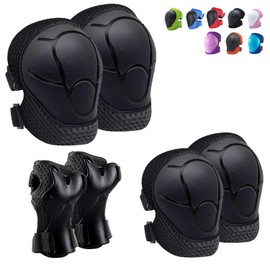 CKE Children's Knee Pads for Children/Teenagers, Elbow Pads Protective Devices for Boys Girls 3-8 Years Old Children's Protective Equipment Set for Skating Cycling Bicycle Black