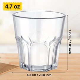 Meanplan Set of 24 Acrylic Drinking Glasses Reusable Water Drinking Cups Stackable Shatterproof Unbreakable Drinking Tumblers Water Glasses for Juice Beverages Drinks Coffee (Clear, 4.7oz)