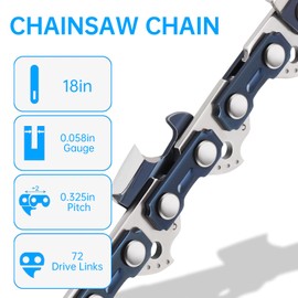 Windance 18 inch Replacement Chainsaw Chain 0.325 inch Pitch 0.058 inch Gauge 72 Drive Link Fit for Husqvarna Stihl Poulan, Heavy Duty #65 Manganese Steel Saw Chain (3 Chains)
