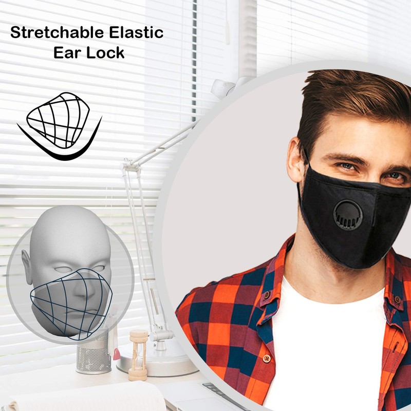 Black Face Mask Reusable Washable Face Mask (Black), without Filter