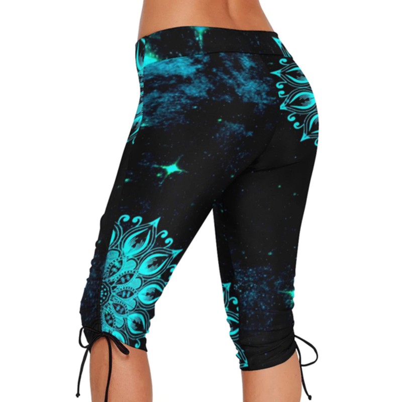 Urchics Womens Plus Size Rash Guard Capris Long Swim Shorts