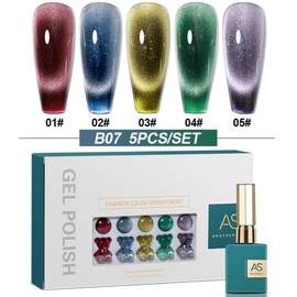 AS Gel Nail 5-Piece Set Includes Magnetic Syrup Glitter Color Gel Art Board, 1 Set, B07 / AS젤 네일 5종 세트 자석 시럽 글리터 컬러 젤 아트판 포함, 1세트, B07