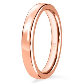 TJC Silver Rings for Women | Wedding Band Ring - 4mm Width | Available Sizes L | Silver Band Ring with Rose Gold Plating | Ladies Silver Rings, Promise Rings for Women