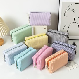 OZAOZ Makeup Bag Cosmetic Bag Travel Toiletry Bag Aesthetic Canvas Organizer Bag Zipper Pouch for Women (M-purple)