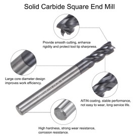 sourcing map 2pcs 5mm Dia 5mm Shank Square Nose End Mill 4 Flutes HRC45 Carbide AlTiN Coated CNC Router Bits Cutter Tools for End Milling CNC Machining