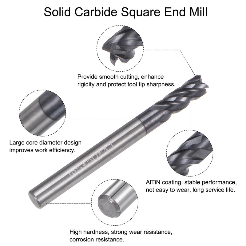 sourcing map 2pcs 5mm Dia 5mm Shank Square Nose End