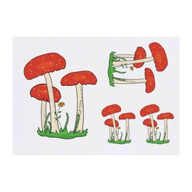 4 x 'Fairy Toadstools' Temporary Tattoos - Water Resistant, Skin-Safe, Non-Toxic Transfers, Mixed Sizes (TO00061748)