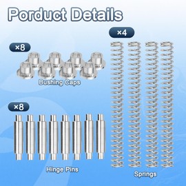 4 Sets K5131 Aluminum Storm Door Hinge Pin Kit, 8 Hinge Pins, 8 Bushing Caps, 4 Steel Springs - Fits Croft Storm Doors & More.