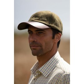 WALKER AND HAWKES - Derby Tweed Waterproof Duncan Baseball Cap w/Leather Peak - One-Size - Dark Sage