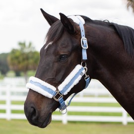 Equinavia Valkyrie Soft Ultra Fleece Padded Adjustable Breakaway Horse Halter - Forever Blue/White - Cob
