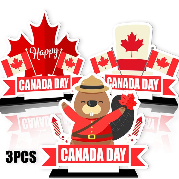 3 Pcs Happy Canada Day Patriotic Table Decoration 1th of