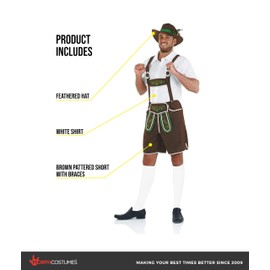 Fun Shack Lederhosen Men Costume, October Festival Costume For Men, Oktoberfest Costumes, Fancy Dress For Adults, Large