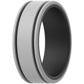 ThunderFit - Anillos de boda de silicona para hombre, 2 capas, bandas de compromiso de goma, 8 mm de ancho, 2 mm de grosor, paquete múltiple de 1/4/7, 15.5 - 16 (23.47mm), Silicona, Sin piedras