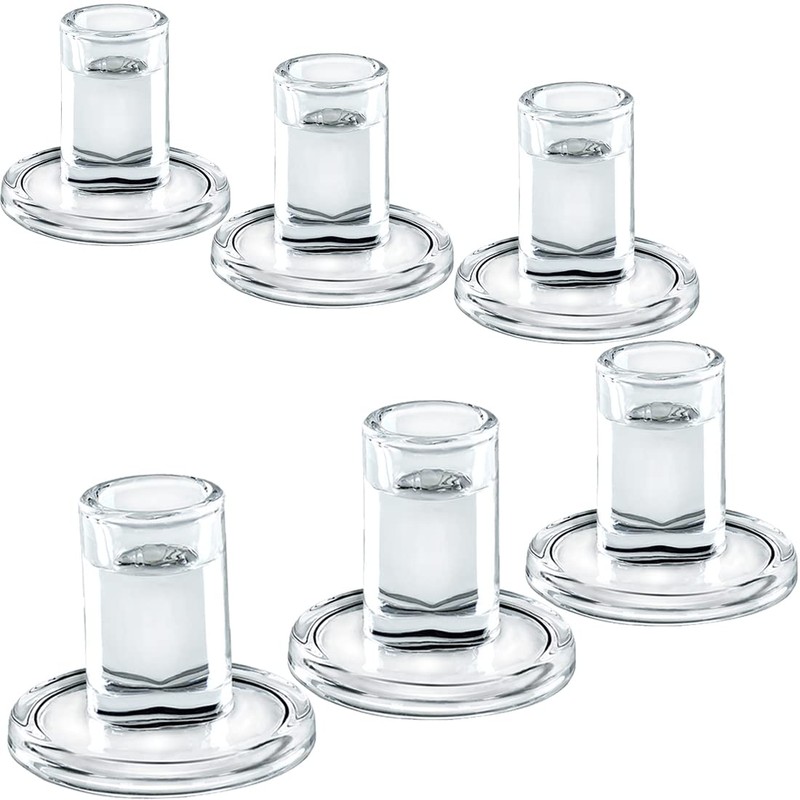 Low Glass Taper Candle Holders fit Candle Base Diameter 5/6-7/8