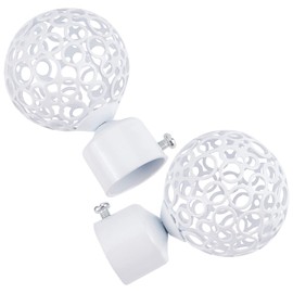 GORGECRAFT 2PCS Round Curtain Rod Finials 28mm Drapery Pole End White Ball Cage Replacement Decorative End Head Caps for Home Office Curtain Roman Rod Decor Accessories (8.8x5.9cm)