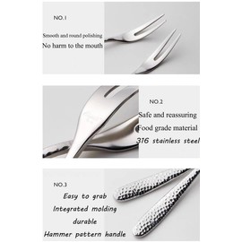 5.3-Inch Fruit Forks, 316 Stainless Steel Bistro Cocktail Fork with Handle, Small Spoon,Beautiful Forks Convenience Spoon for a Condiment Bowl, Olives, Other charcuterie etc, Set of 4, Silver