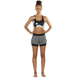 icyzone Pantalones cortos de yoga para correr, para mujer, ropa activa, ejercicio, atletismo, 2 en 1, Carb n/Azure, L