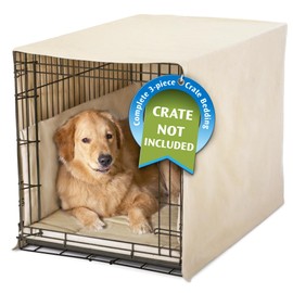 Pet Dreams 3 Piece Set includes Dog Crate Cover, Dog Crate Pad & Dog Crate Bumper, Crate Pads, Crate Covers & Crate Bumpers for Dog Cages, Dog Mat & Bedding are Washable Fits iCrate 24, 30, 36,42 inch