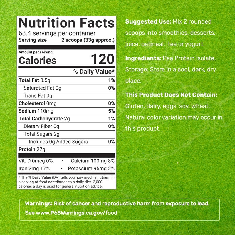 Unflavored Pea Protein Powder, 5lbs – Premium North American Grown