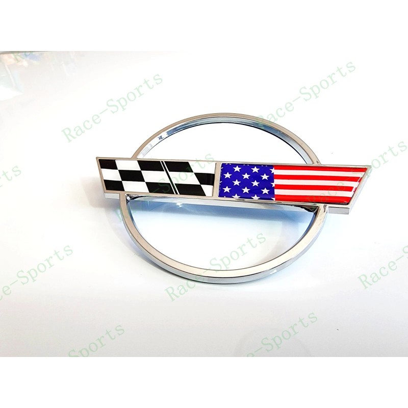 AUTO 2PC Chrome Front & Rear Gas Lid Blue Cross