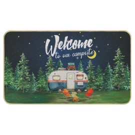 comfoyar Camper RV Door Mat, Welcome to Our Campsite Floor Mat, Welcome Rug with Rubber Backing for Shoe Scraper, Non Slip, Easy to Clean for Outside Camper Decor, 17" x 30"