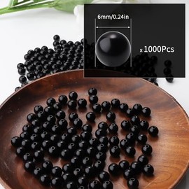 1000 abalorio de perlas negras de 6 mm con agujero redondo para hacer abalorio de perlas sueltas para hacer joyas, perlas falsas para pulseras, collares, arete, llaveros, accesorios para