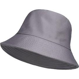 HAJRA® Unisex Cotton Bucket Hat, Summer Sun Hat Plain, Ideal for, Hunting,Hiking, Camping, Fishing, Holidays. Bucket Hat Design Fits All Men, Women, Teens. 56-58cm (UK, Alpha, One Size, Grey)
