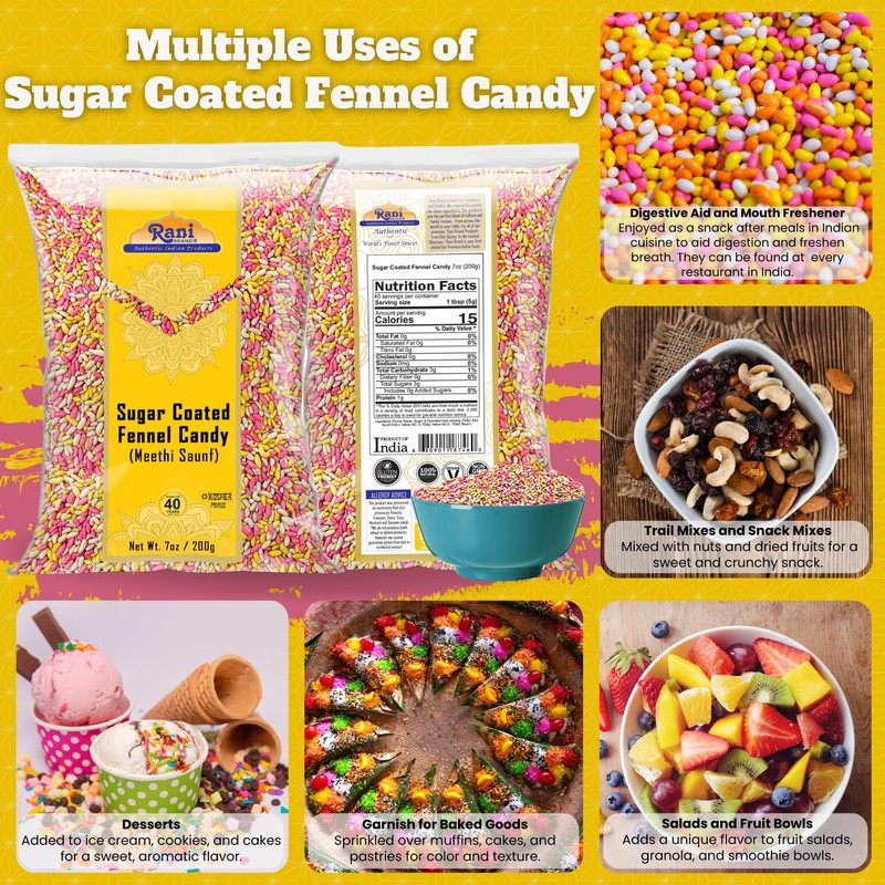 Rani Sugar Coated Fennel Candy 7oz (200g) ~ Indian After