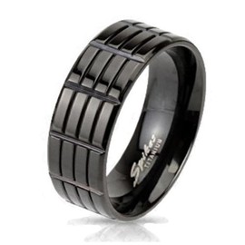 'Scratching's COOLBODYART Unisex Titan Ring black Triple Groove Line available ring sizes 60 (19) – 69 (22), Titanium