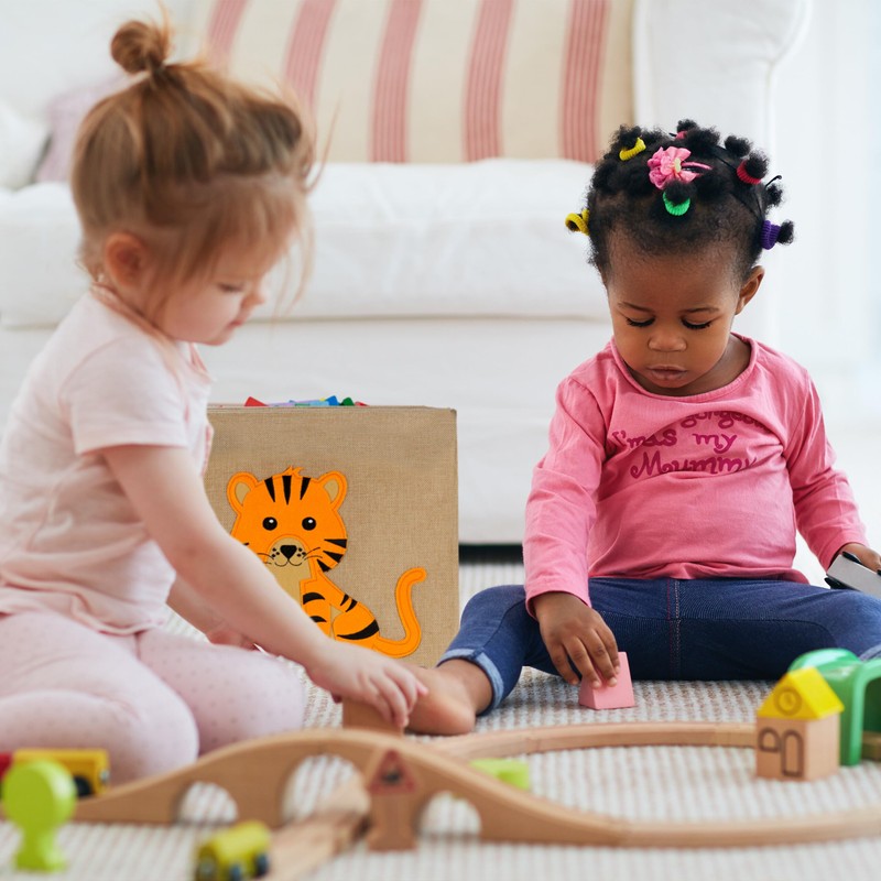 Relaxdays Storage Box Monkey Design Fabric Box for Children Foldable