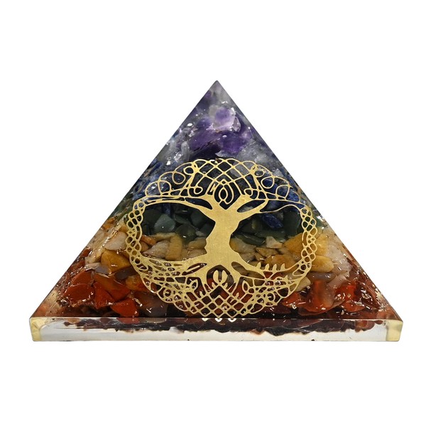 Incredible Gemstone Orgone Pyramid | Natural Seven Chakra Pyramid Crystal