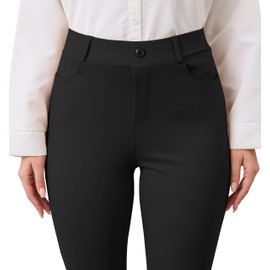 VIMPEP Flare Yoga Dress Work Pants Women High Waisted Pull On Stretchy Slacks Flared Leggings for Business Casual with Pockets 2102 31 Black L