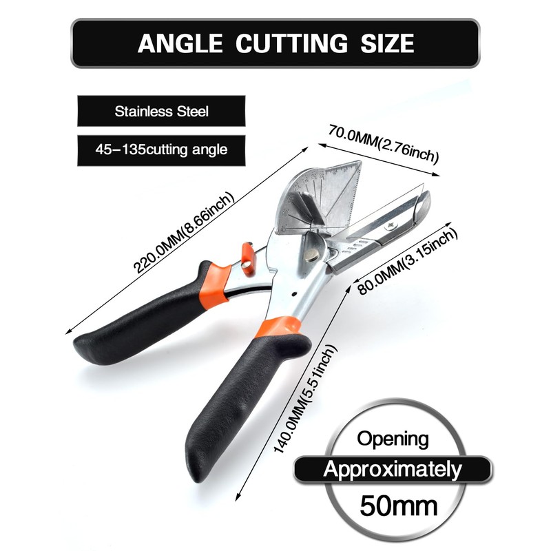 HOHXEN 45° - 135° Angle Miter Shear Cutter, Multi-Function Trunking