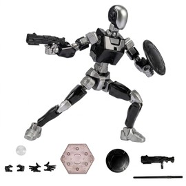 T13 Action Figure Alloy Titan 13 Dummy 13 Robot Set 2026 New Multi-Jointed Articulated Poseable Futuristic Transforming Mech with Suction Cups Display Stand Collectors (Black)
