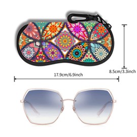 Hion Eyeglass Case Sunglasses Soft Pouch with Belt Clip Ultra Light Neoprene Zipper Eyeglass Case Printed Sunglass Bag for Stylish Portable Travel Glasses Casefor Men & Women(Mandala)