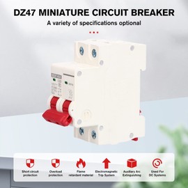 DC Circuit Breaker, DC Isolator Switch DZ47-63Z-2P 1000V 20A for Photovoltaic Systems, Thermal Magnetic Trip, 35mm DIN Rail Mounting, PV Isolator Switch, Solar System Isolator