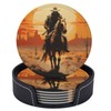 Famame 6 Pcs West Desert Cowboy Sunset Leather Coasters for